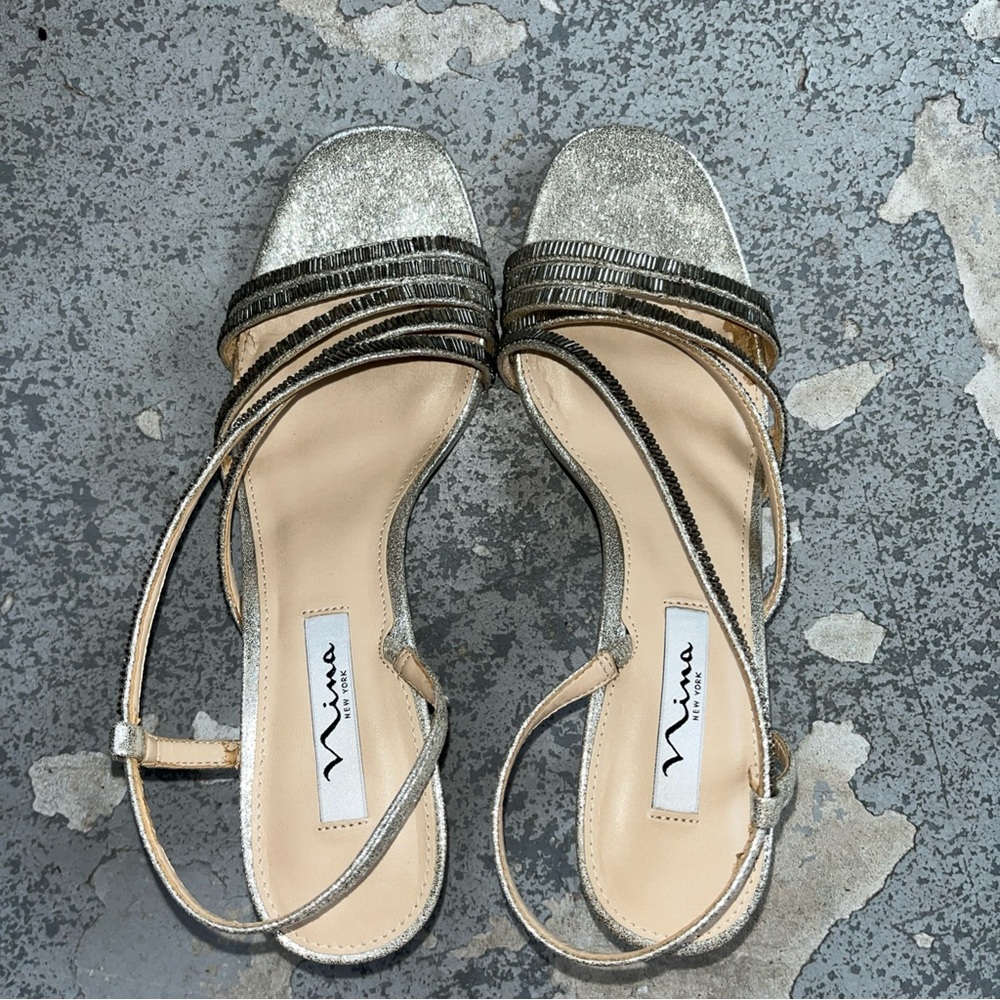 Nina Silver Strappy Women's Sandals size 9.5